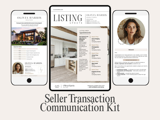 Seller Transaction Kit for Real Estate Agents | 90+ Canva Email & Text Templates