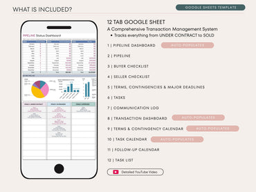 Real Estate Transaction Manager | Under Contract to Sold Google Sheets System