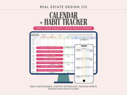 Monthly Smart Calendar with Habit Tracker