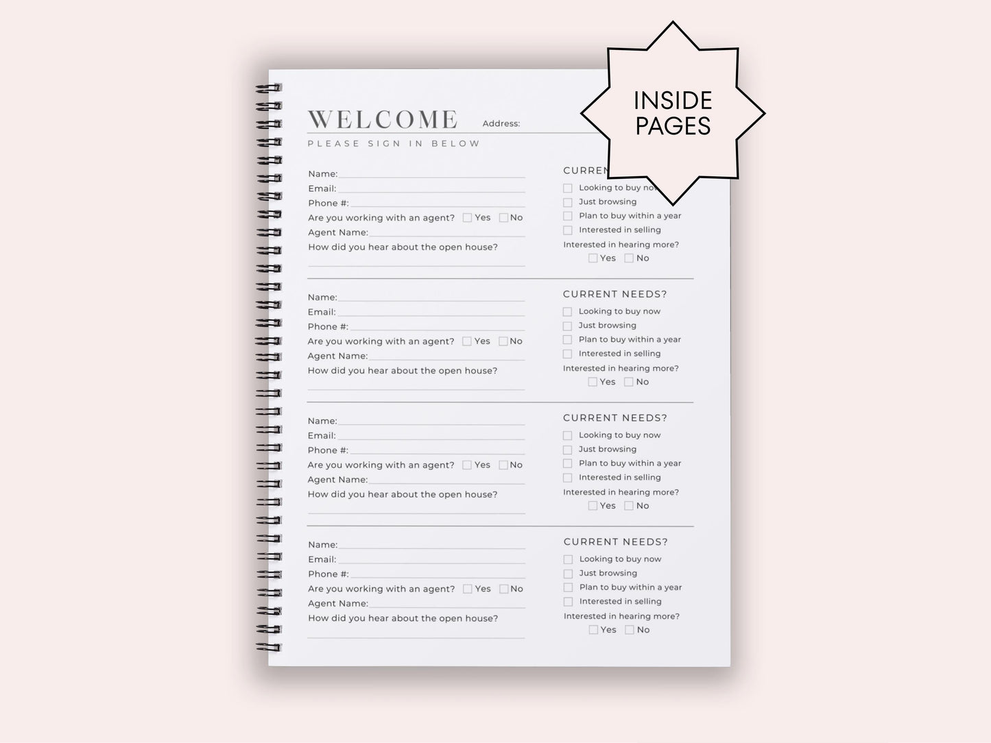 Open House Sign-In Book Template
