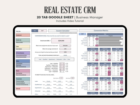Real Estate CRM: 20-Tab Google Sheets System