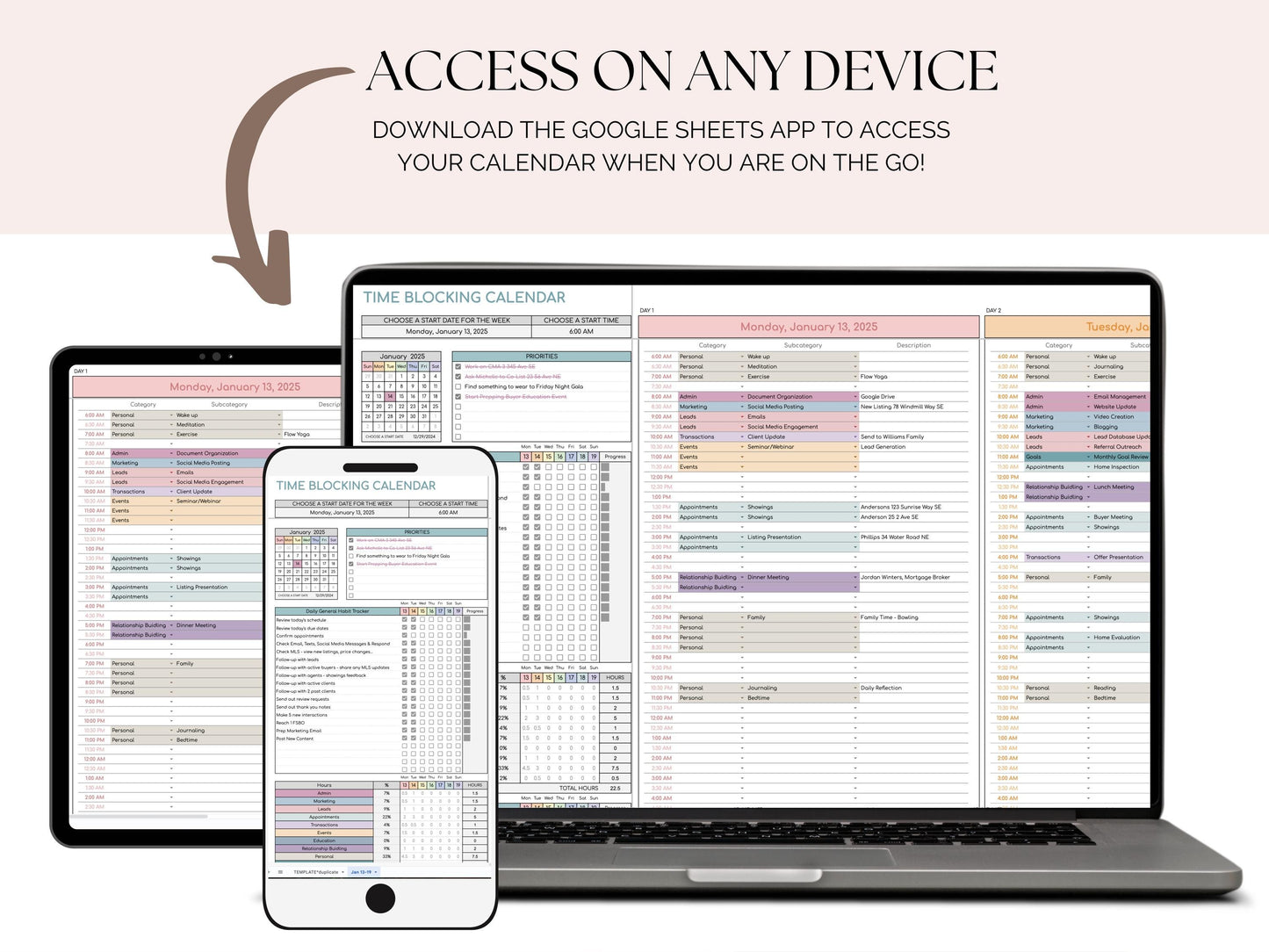 Time Blocking Digital Planner