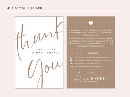 Thank You Card & Review Request