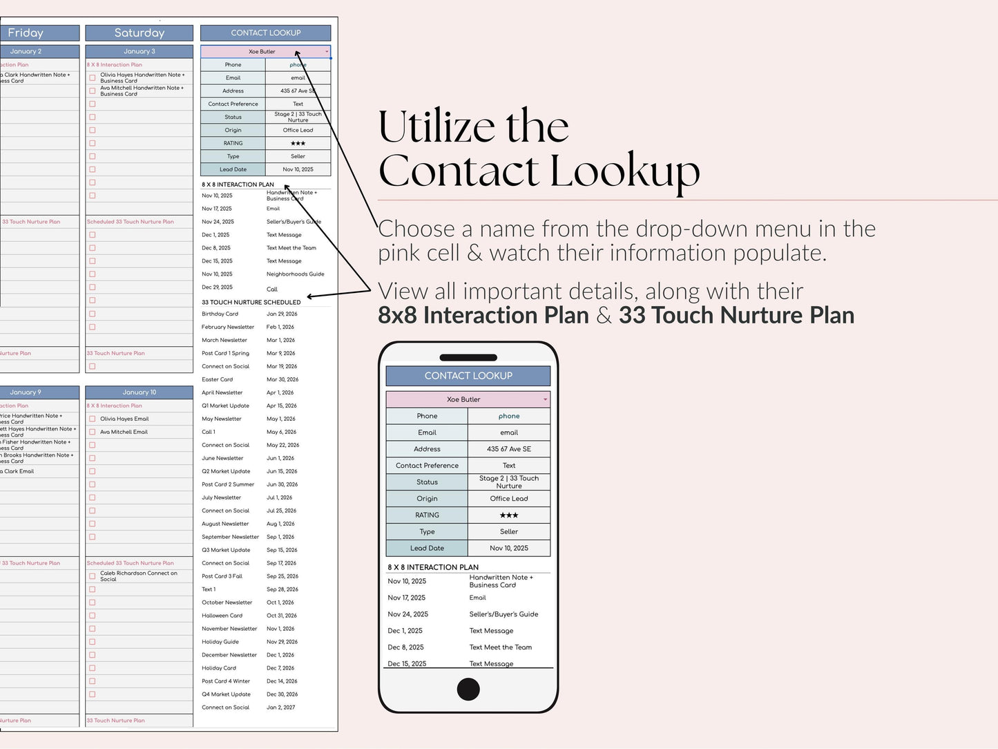 Leads Tracker | 8x8 Plan + 33 Touch