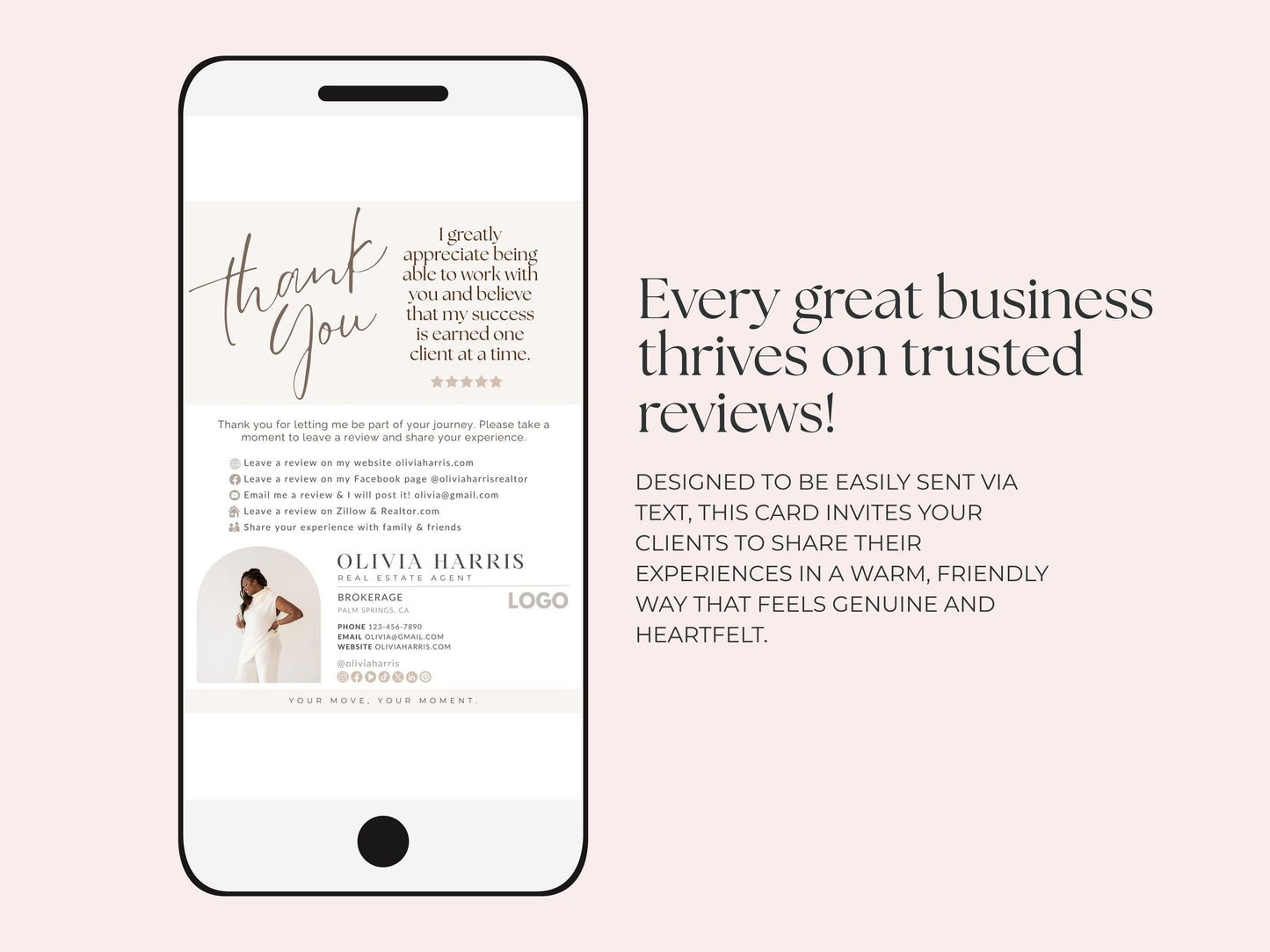 Review Request Textable Card