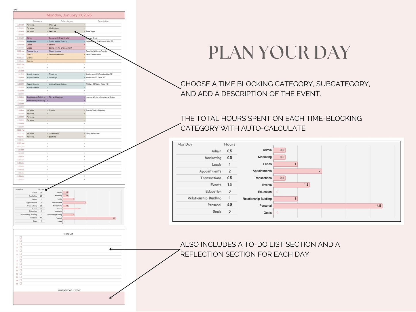Time Blocking Digital Planner