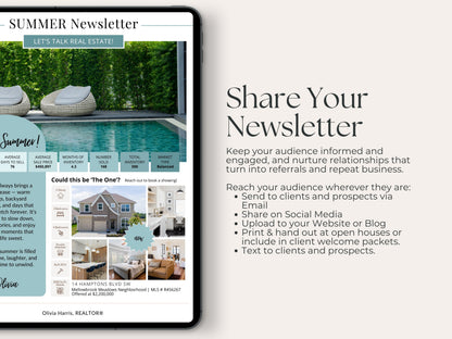 Summer Real Estate Newsletter Template — Seasonal Canva Template for Agents