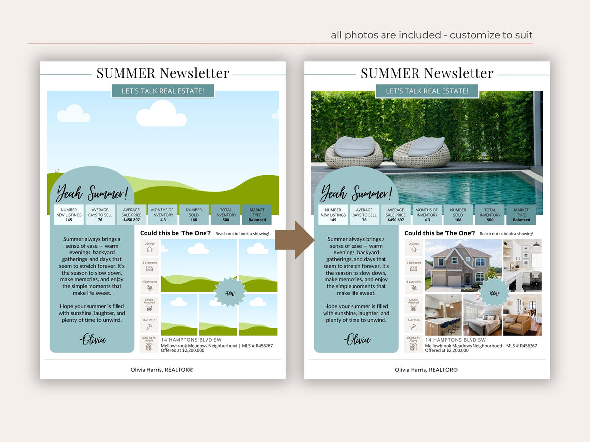 Summer Real Estate Newsletter Template — Seasonal Canva Template for Agents