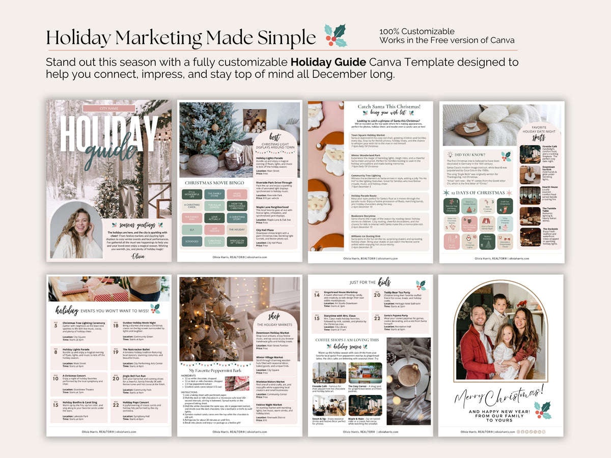 Real Estate Holiday Guide | 8-Page Canva Template for Agents