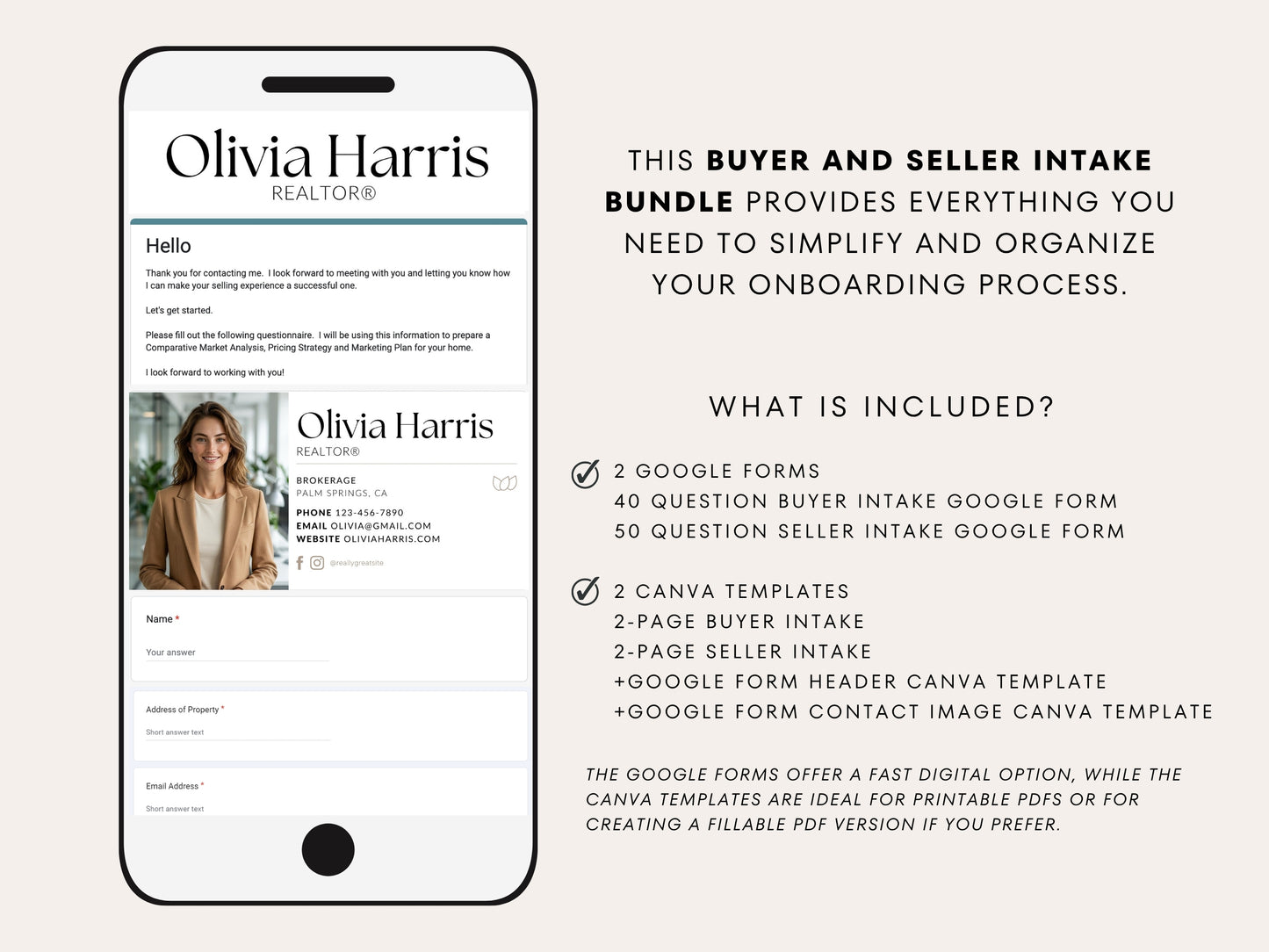 Real Estate Buyer & Seller Intake Bundle | Google Forms + Canva Templates