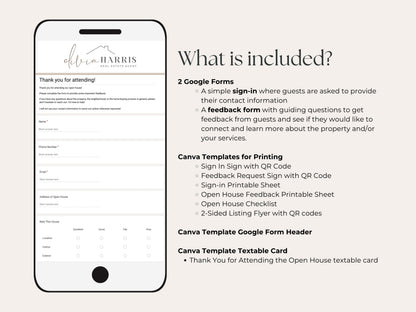 Open House Toolkit | Google Forms, Canva Signs & Listing Flyer for Agents