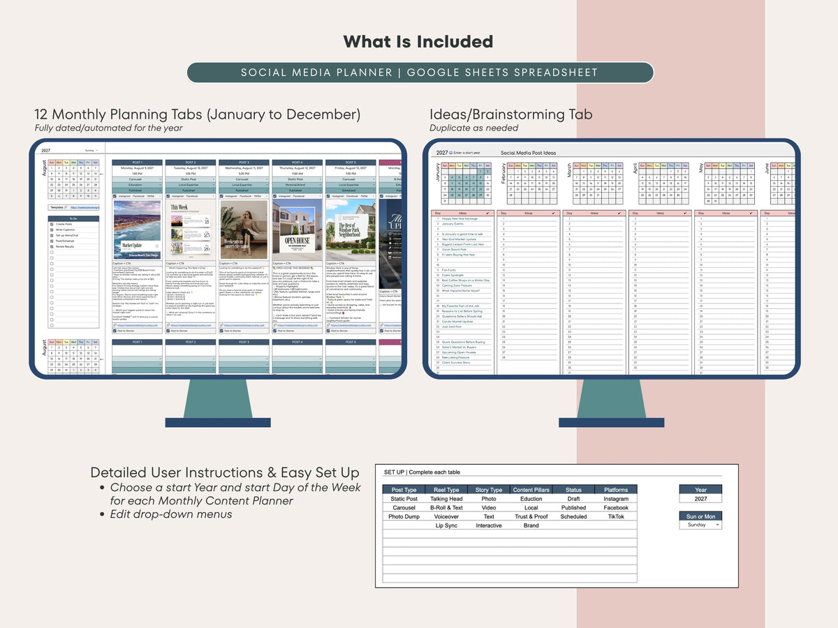 Social Media Content Planner — Google Sheets Template for Real Estate Agents