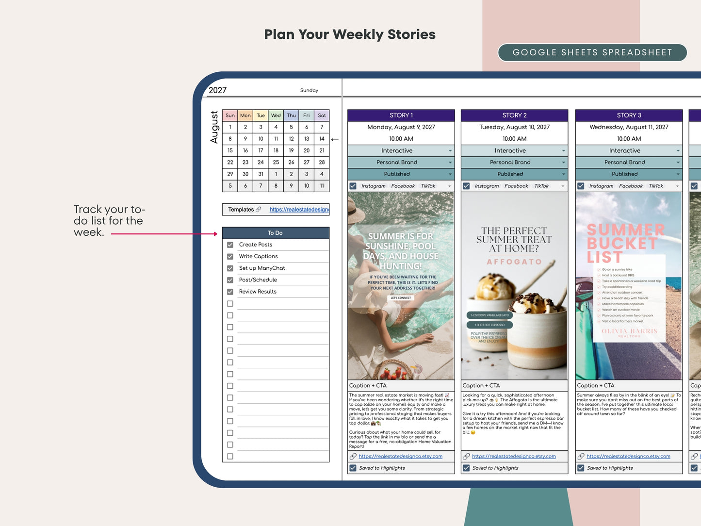 Social Media Content Planner — Google Sheets Template for Real Estate Agents