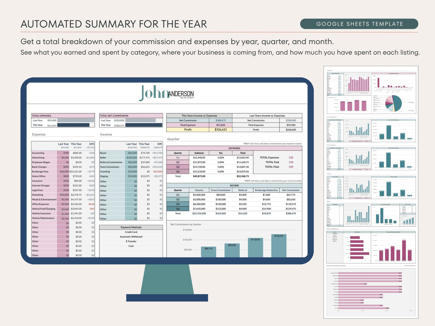Income & Expense Tracker - Real Estate Bookkeeping Google Sheets