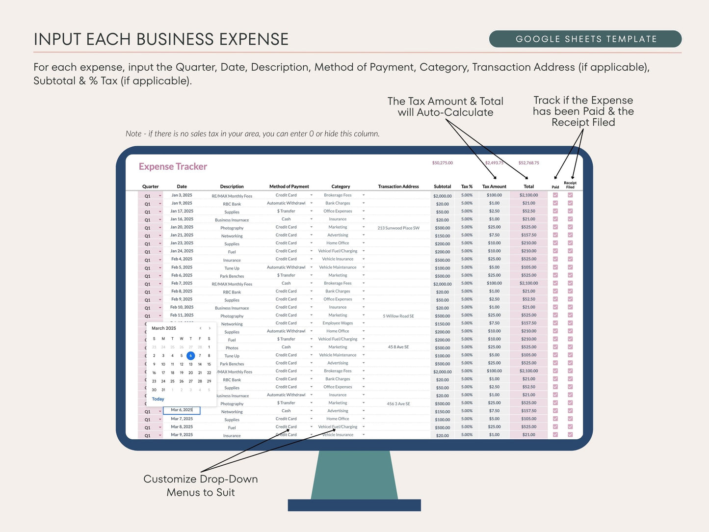 Income & Expense Tracker - Real Estate Bookkeeping Google Sheets