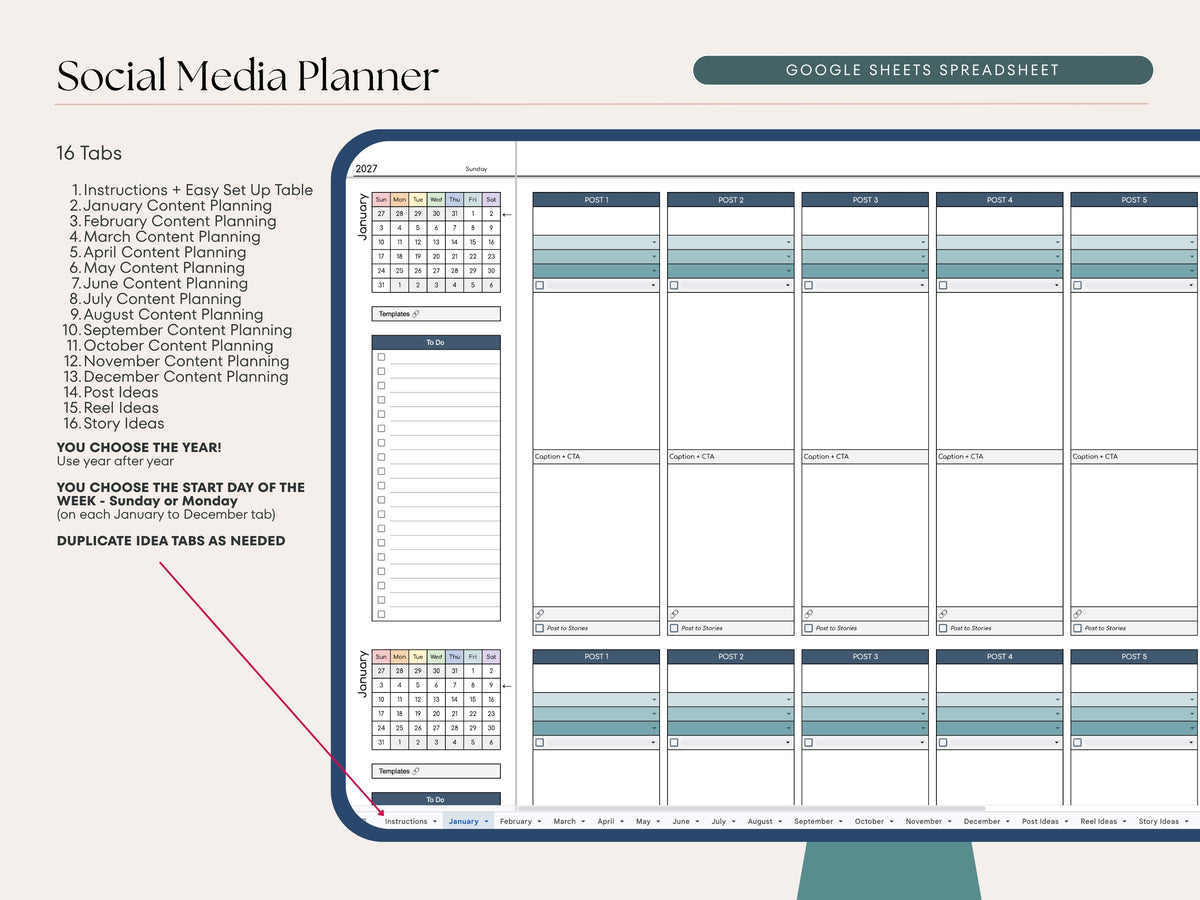 Social Media Content Planner — Google Sheets Template for Real Estate Agents