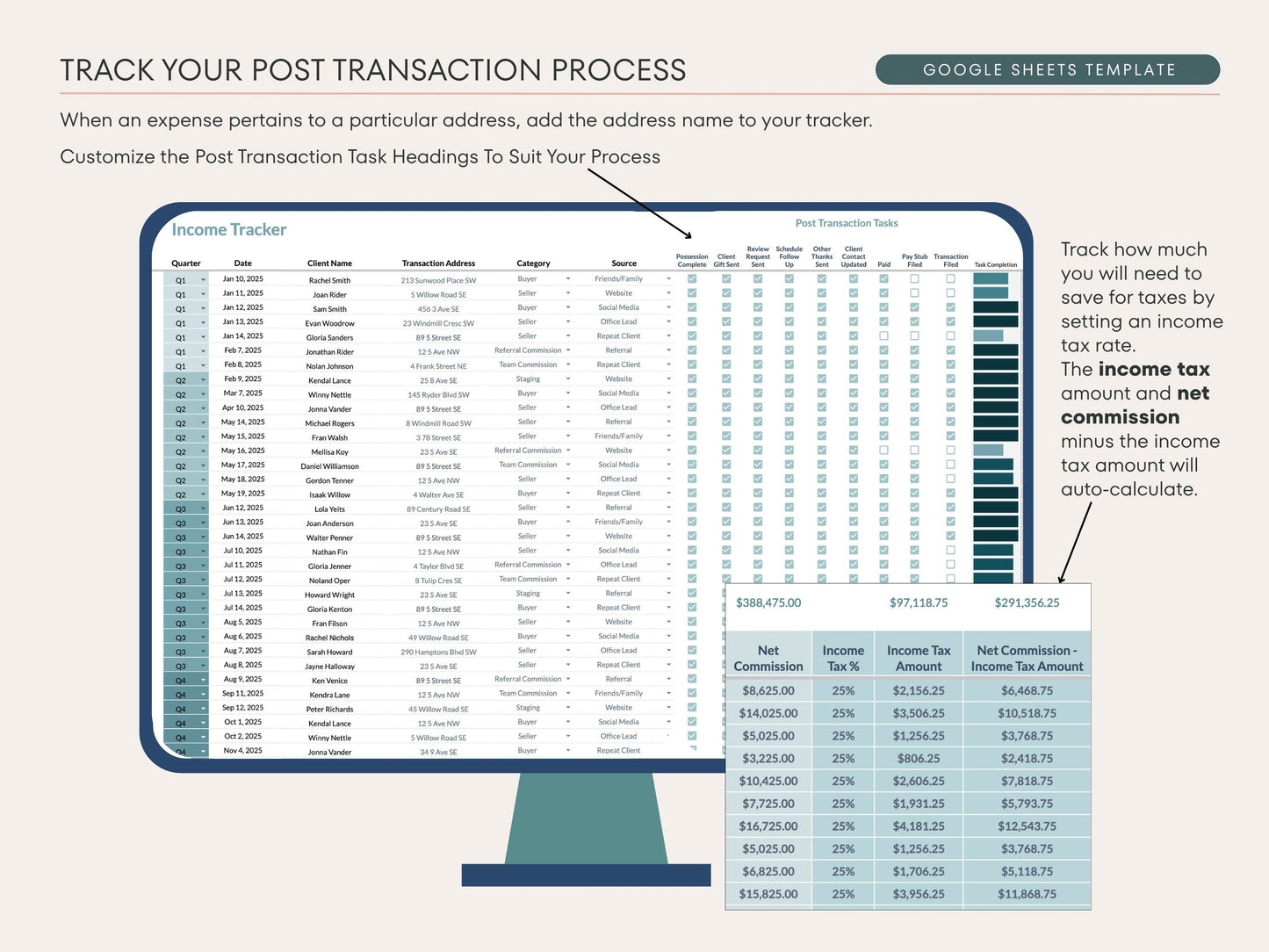 Income & Expense Tracker - Real Estate Bookkeeping Google Sheets