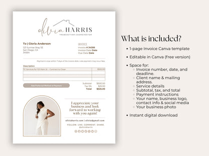 Professional Invoice Template | Canva for Real Estate Transaction Coordinators