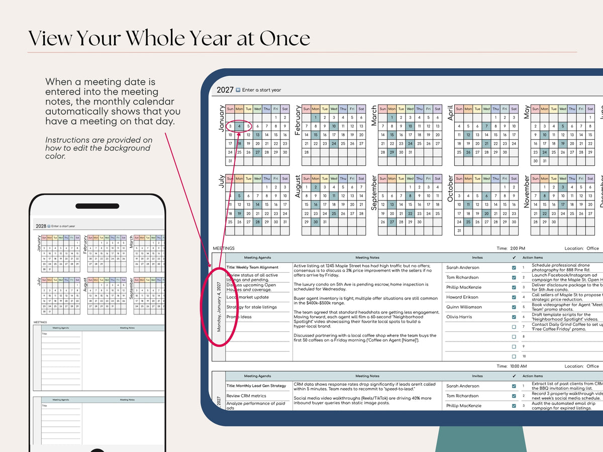 Meeting Notes Google Sheets Template — All-in-One Meeting Planner