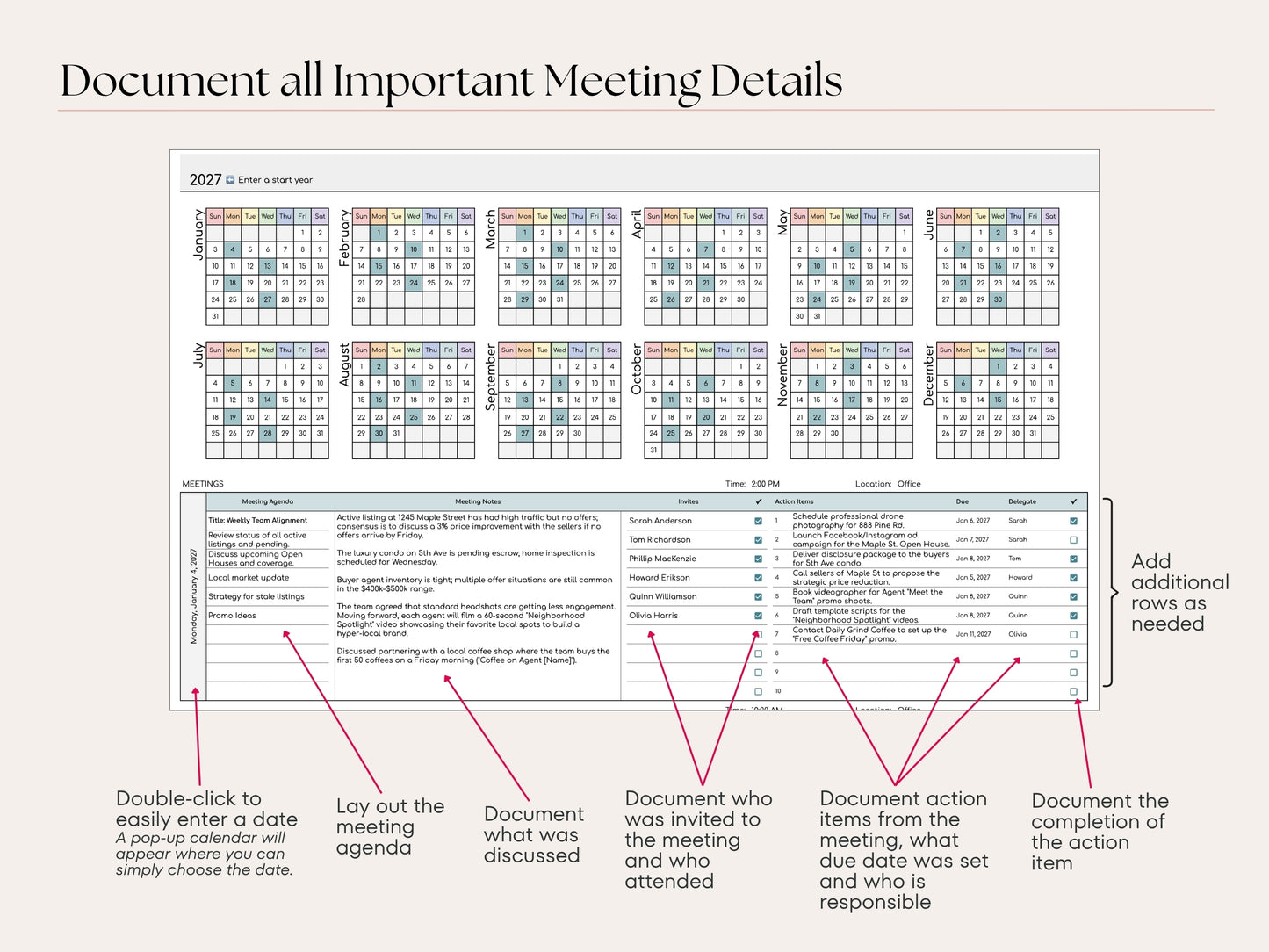 Meeting Notes Google Sheets Template — All-in-One Meeting Planner