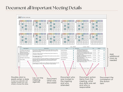 Meeting Notes Google Sheets Template — All-in-One Meeting Planner