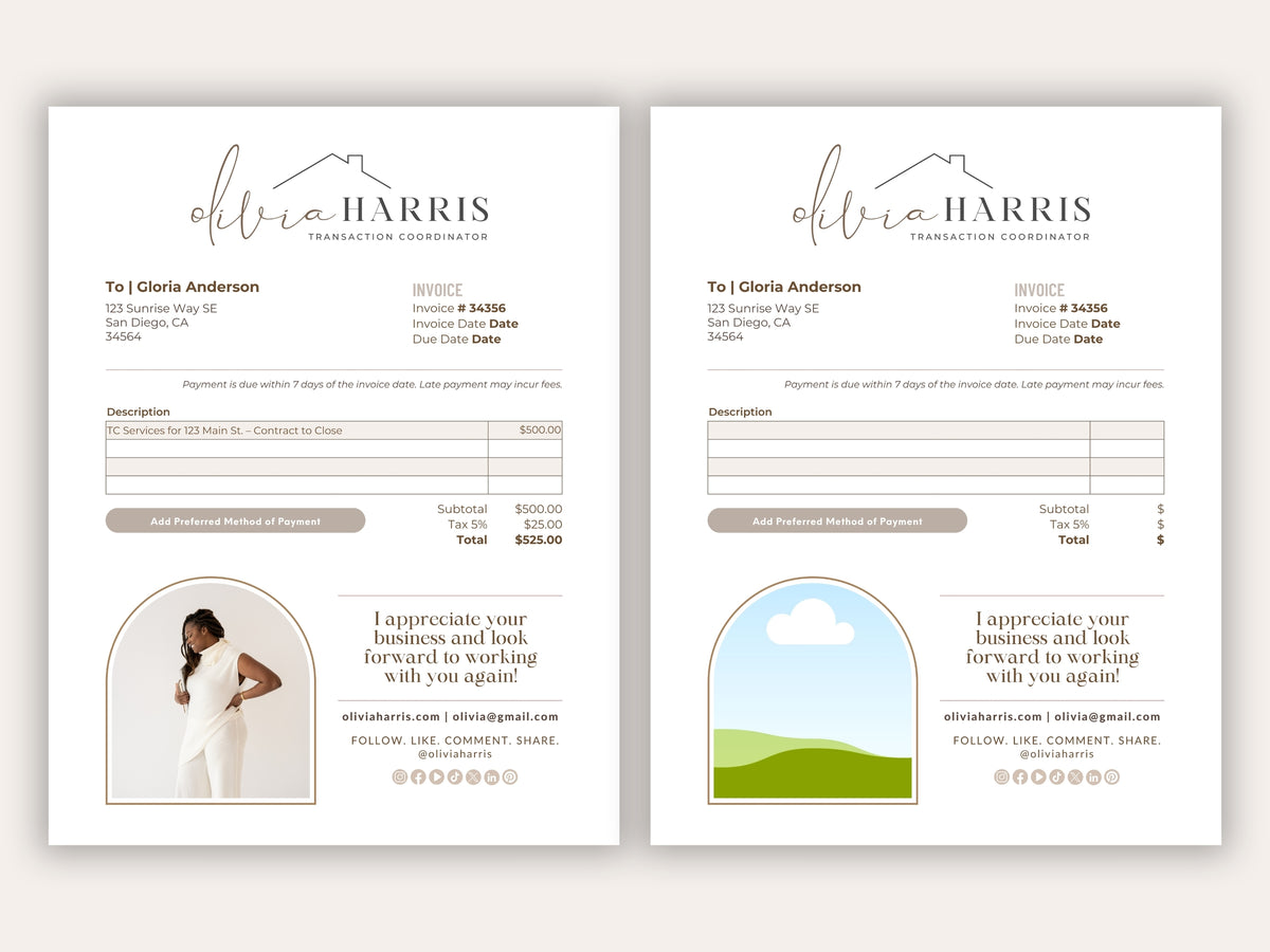 Professional Invoice Template | Canva for Real Estate Transaction Coordinators