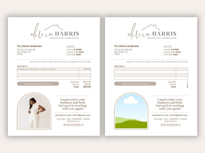 Professional Invoice Template | Canva for Real Estate Transaction Coordinators