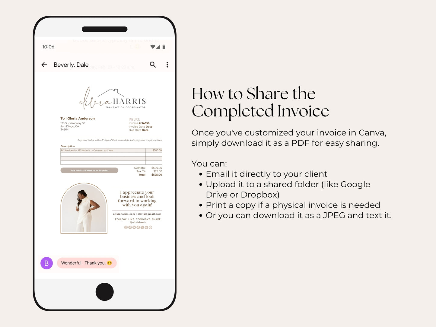 Professional Invoice Template | Canva for Real Estate Transaction Coordinators