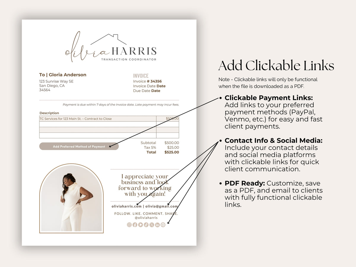 Professional Invoice Template | Canva for Real Estate Transaction Coordinators