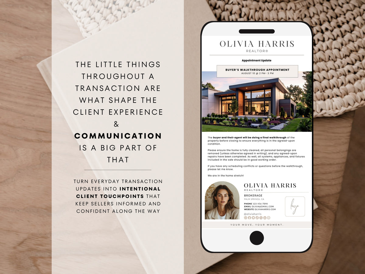 Seller Transaction Update Textable Cards — 28 Canva Templates for Real Estate Agents
