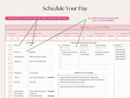 Real Estate Agent Weekly Planner — Google Sheets Template