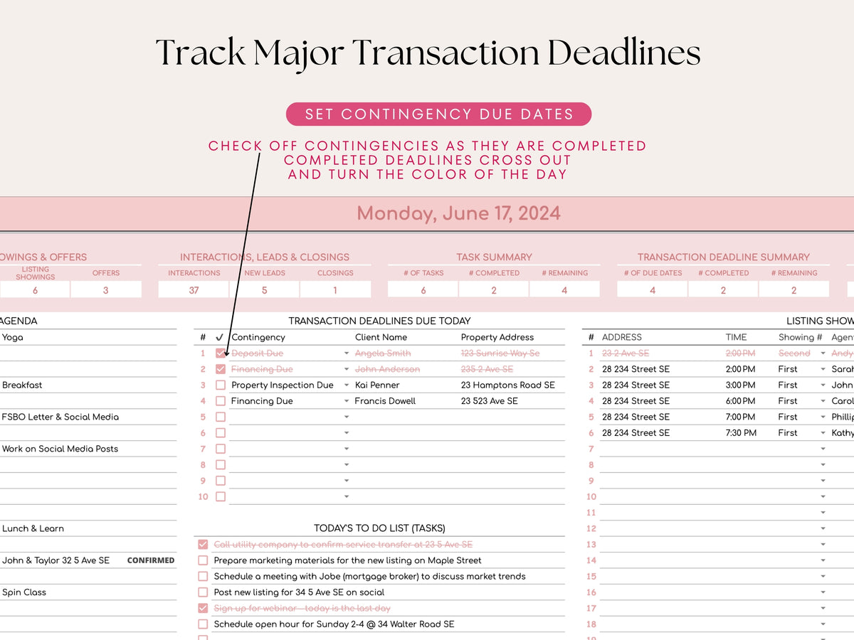 Real Estate Agent Weekly Planner — Google Sheets Template