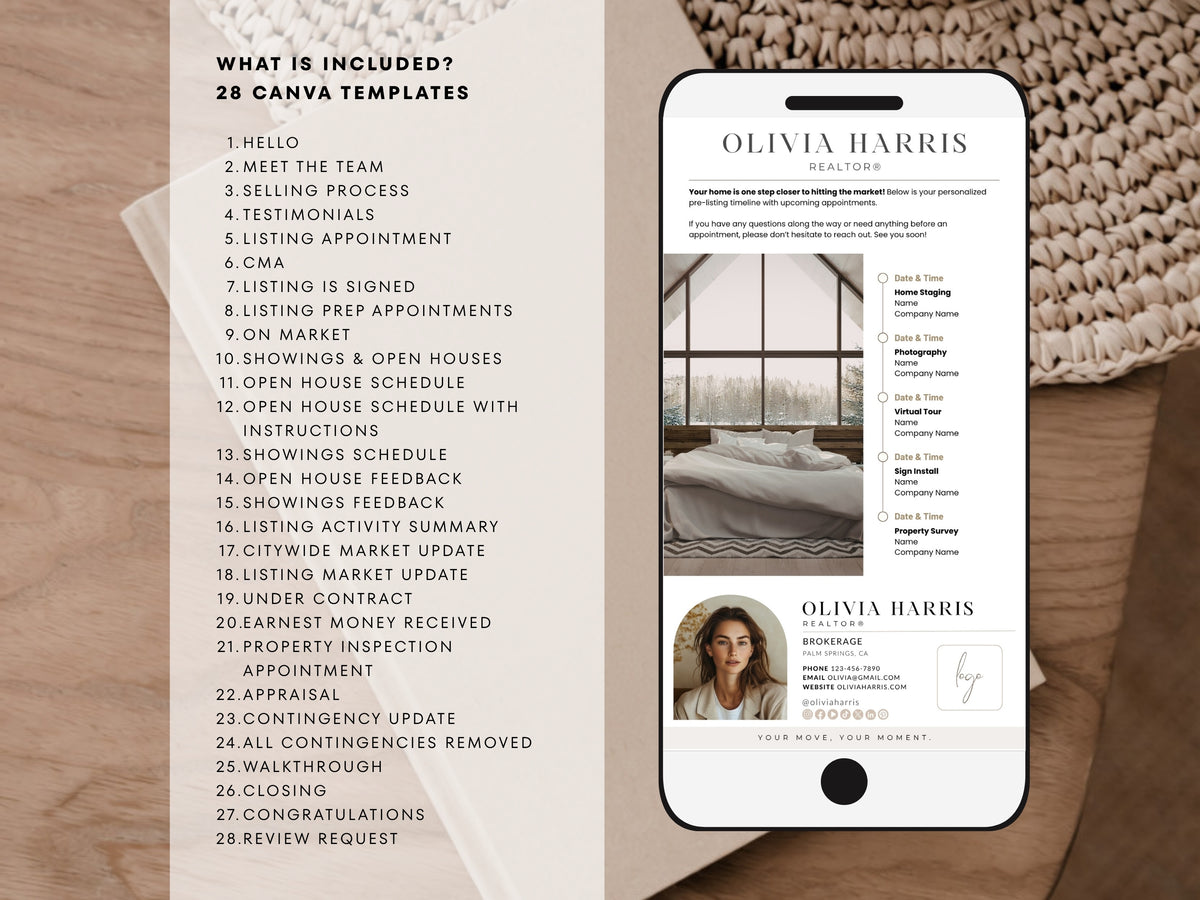 Seller Transaction Update Textable Cards — 28 Canva Templates for Real Estate Agents