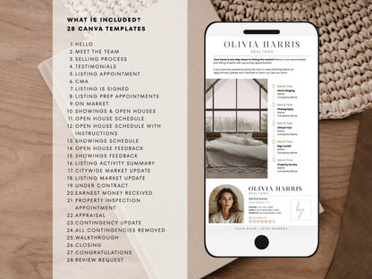 Seller Transaction Update Textable Cards — 28 Canva Templates for Real Estate Agents