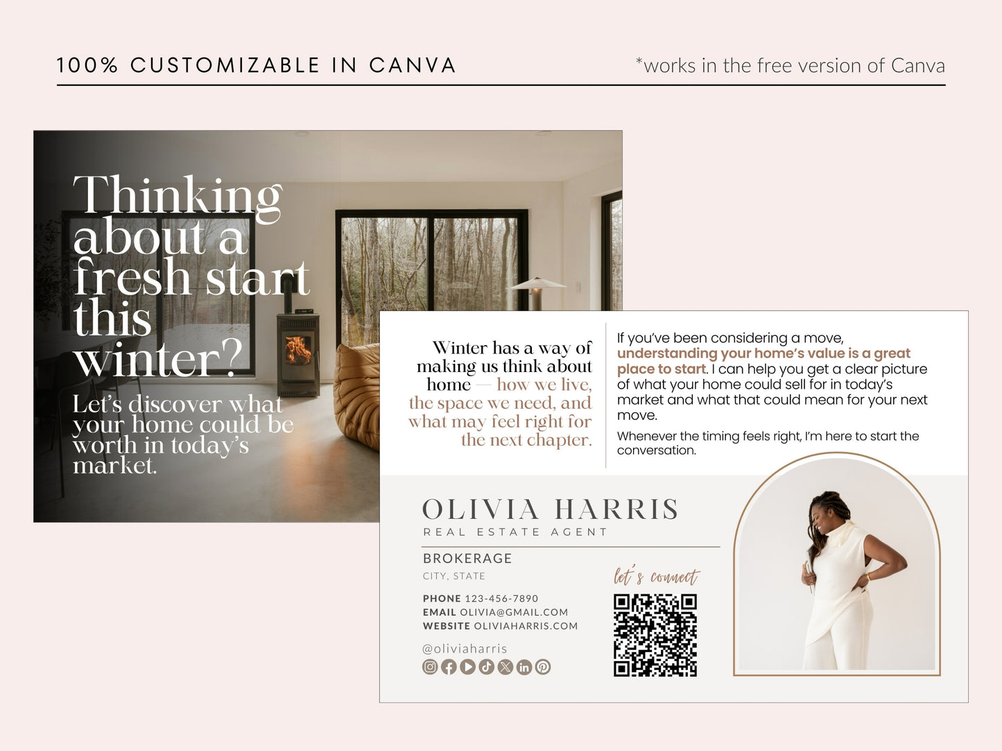 Winter Real Estate Postcard Canva Template