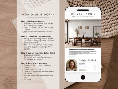 Seller Transaction Update Textable Cards — 28 Canva Templates for Real Estate Agents