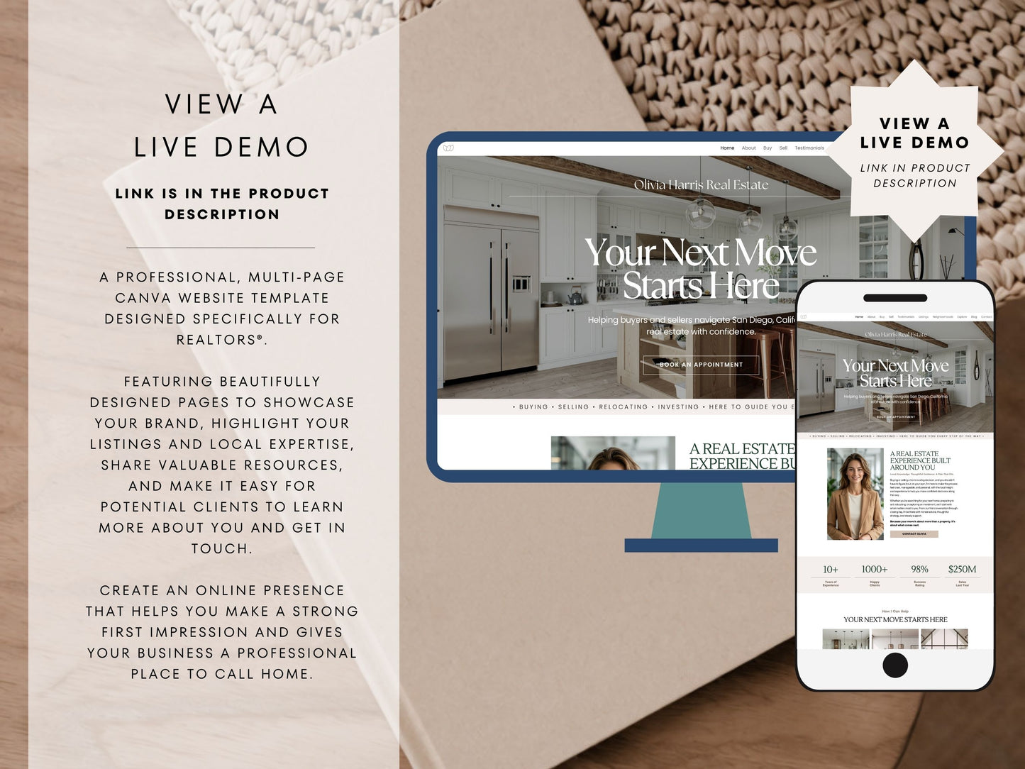 Real Estate Canva Website Template | Interactive Multi-Page Agent Website