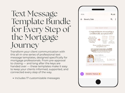Mortgage Client Update Templates | 17 Text Message Canva Designs for Loan Officers
