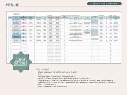 Real Estate Transaction Manager | Under Contract to Sold Google Sheets System