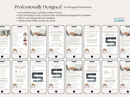 Mortgage Client Update Templates | 17 Text Message Canva Designs for Loan Officers