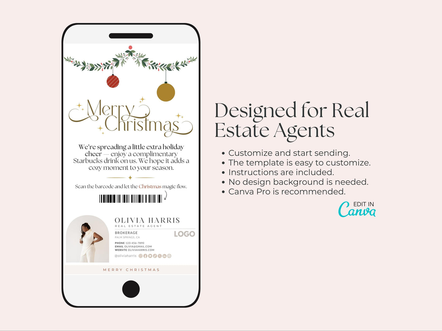 Merry Christmas Textable Coffee Card