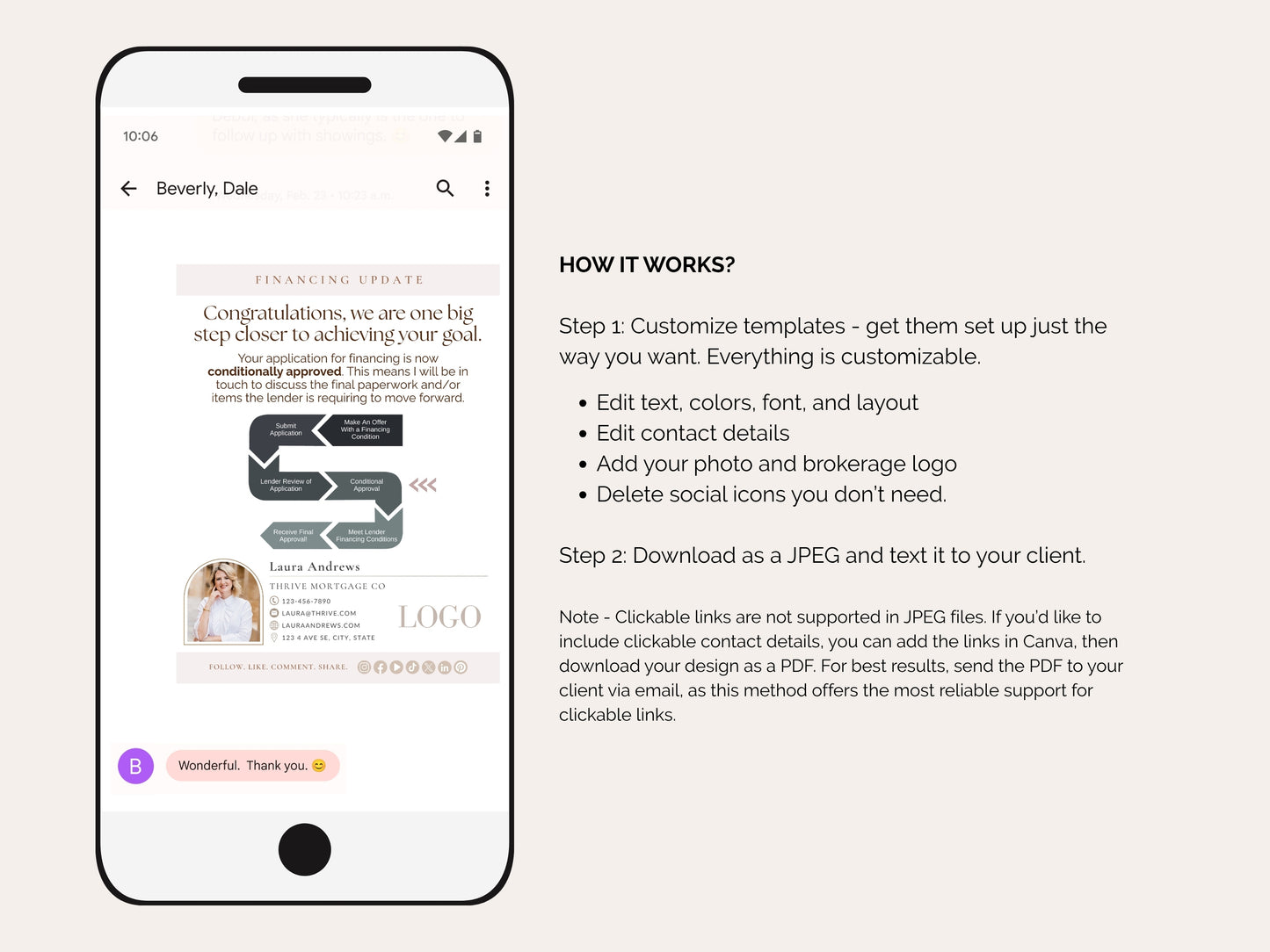 Mortgage Client Update Templates | 17 Text Message Canva Designs for Loan Officers