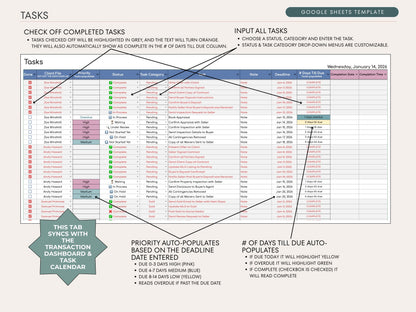 Real Estate Transaction Manager | Under Contract to Sold Google Sheets System