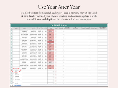 Business Holiday Card & Gift Tracker