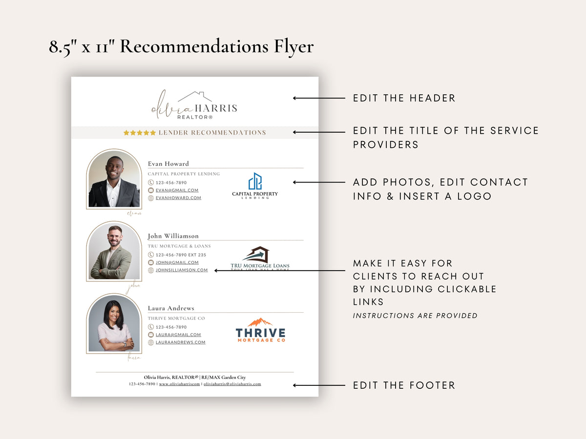 Service Provider Recommendations Bundle | Flyer, Textable Card & Email Template