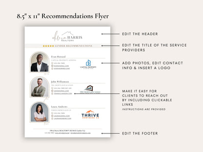 Service Provider Recommendations Bundle | Flyer, Textable Card & Email Template