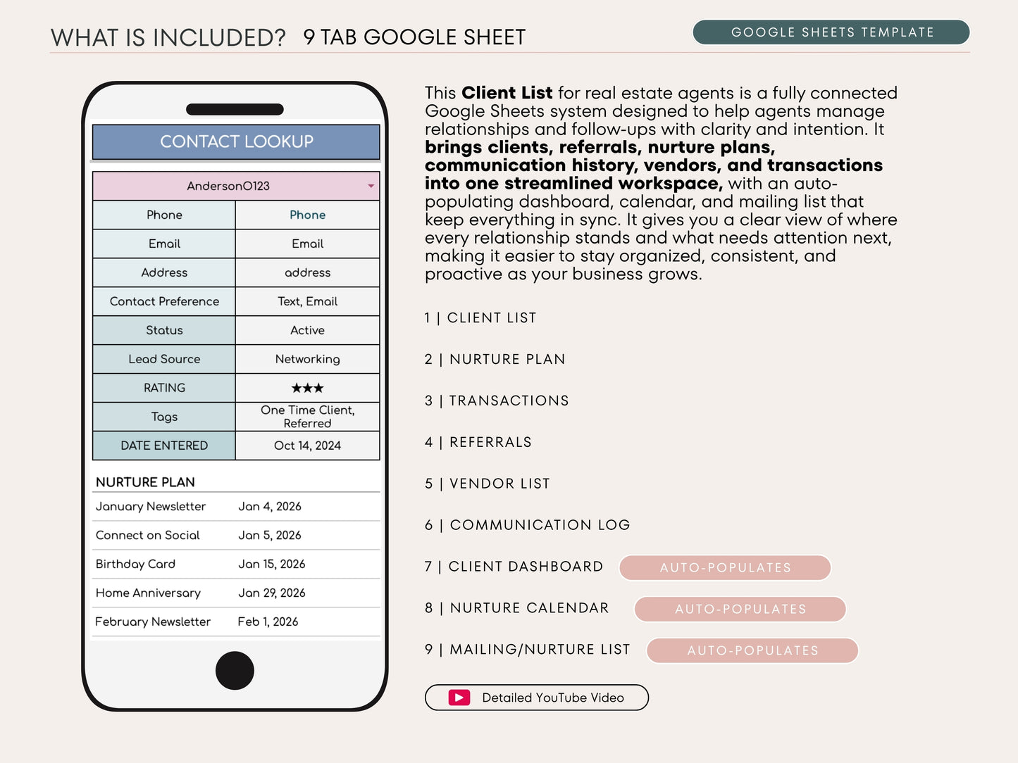 Client List & Nurture Plan for Real Estate Agents - Google Sheets
