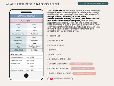 Client List & Nurture Plan for Real Estate Agents - Google Sheets