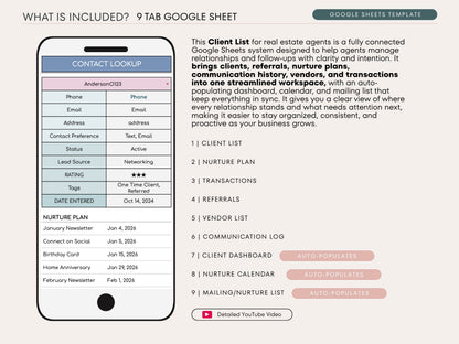 Client List & Nurture Plan for Real Estate Agents - Google Sheets