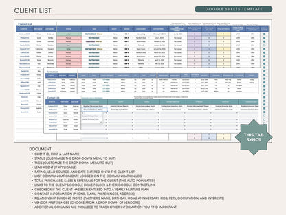Client List & Nurture Plan for Real Estate Agents - Google Sheets